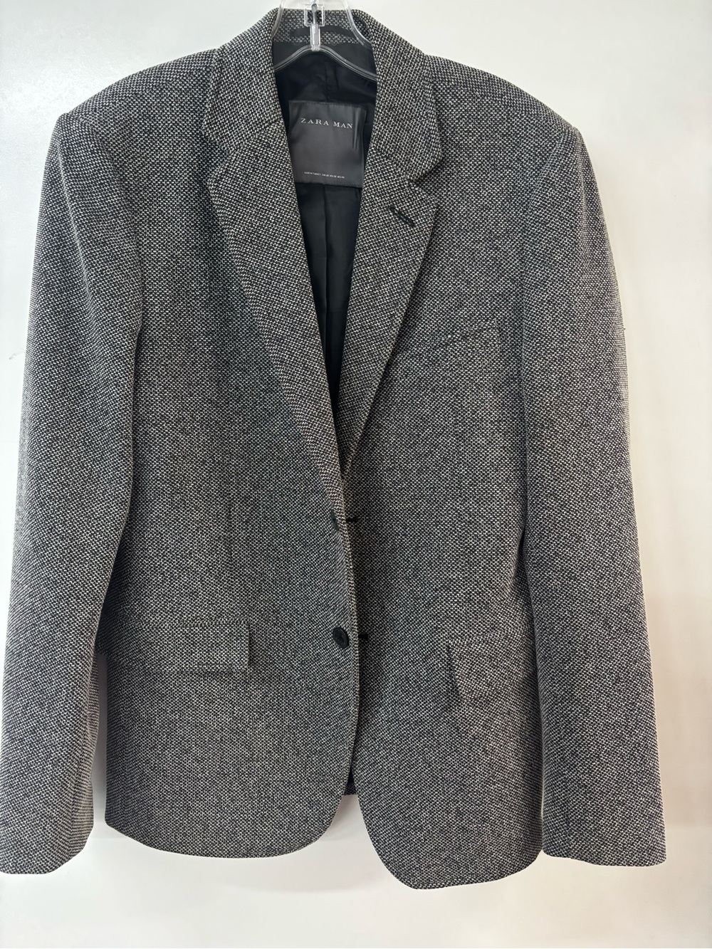 Zara Man Black and Gray Houndstooth Blazer